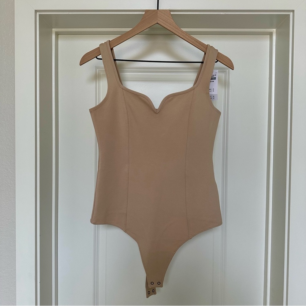 Abercrombie & Fitch Tan Ponte Corset Sweetheart Bodysuit